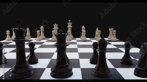 Animation of a chess board transforming from holographic to real for business strategy content (ID: 356159026)