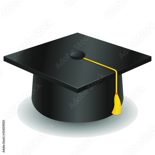 Graduation Cap Biretta Emoji Icon Object Symbol Gradient Vector Art Design Cartoon Isolated Background