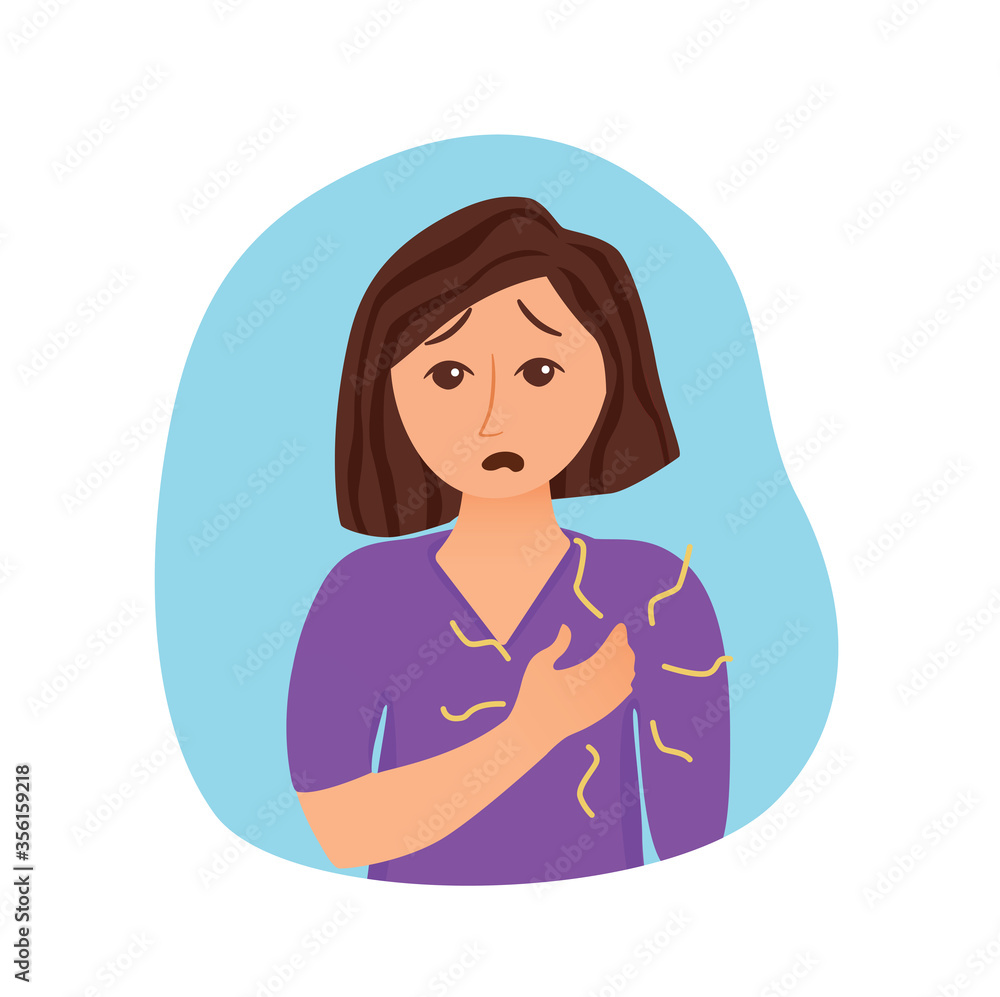 Young woman having headache cartoon illustration. Young woman having headache cartoon illustration.