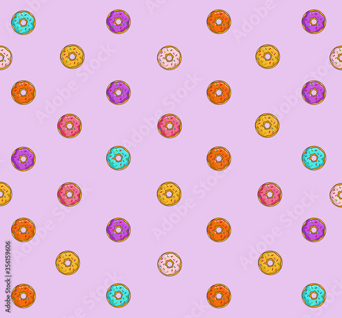 Fototapeta Naklejka Na Ścianę i Meble -  Donuts shop elements, isolated colored pattern, sweet shop, pattern  vector donuts collection