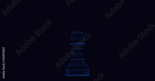 Holographic Animation of a Pawn Chess Piece for business strategy content (ID: 356159621)