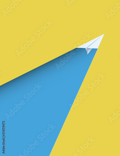 Paper plane on yellow background as a symbol of leadership and creativity.