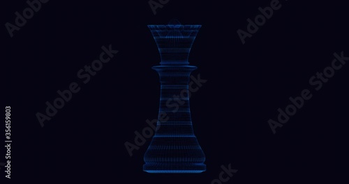 Holographic Animation of a Queen Chess Piece for business strategy content (ID: 356159803)