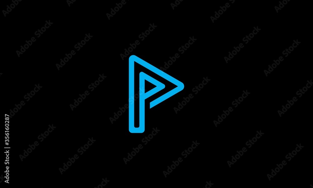 Fototapeta premium p, p logo, arrow, icon, initial, symbol, blue