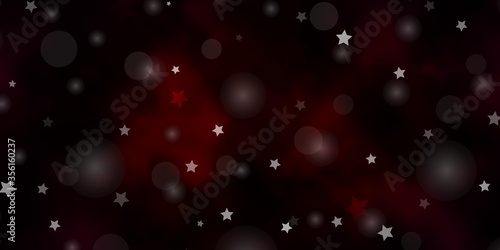 Dark Purple vector pattern with circles, stars. Glitter abstract illustration with colorful drops, stars. Texture for window blinds, curtains.