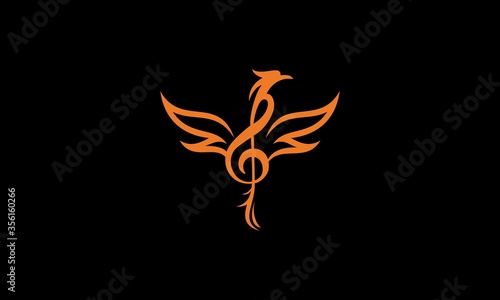 dragon, illustration, phoenix, red, musical notes, musical scale