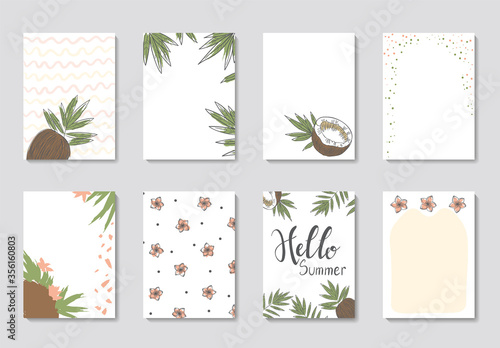 Summer set of 8 redy-to-use cards with fun elements  hand drawn lettering