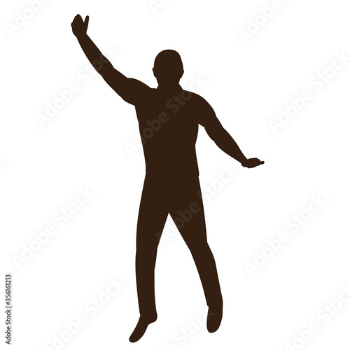 vector, on a white background, black silhouette of a man jumping