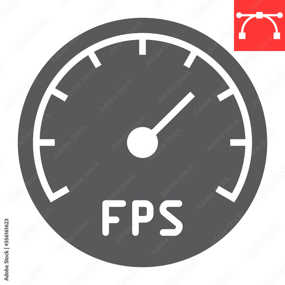 Frames Per Second glyph icon, video games and fps, fps speedometer sign vector graphics, editable stroke solid icon, eps 10. Frames Per Second glyph icon, video games and fps, fps speedometer sign vector graphics, editable stroke solid icon, eps 10.