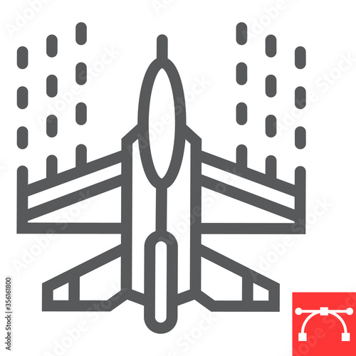 Spaceship shooting line icon, video games and arcade, arcade game sign vector graphics, editable stroke linear icon, eps 10.