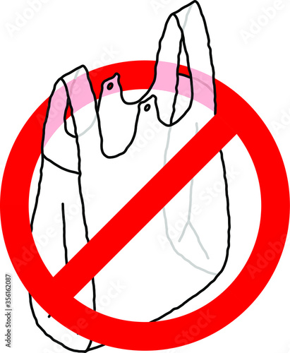 Single-use plastic ban - a red slashed circle over a plastic shopping/carrier bag.