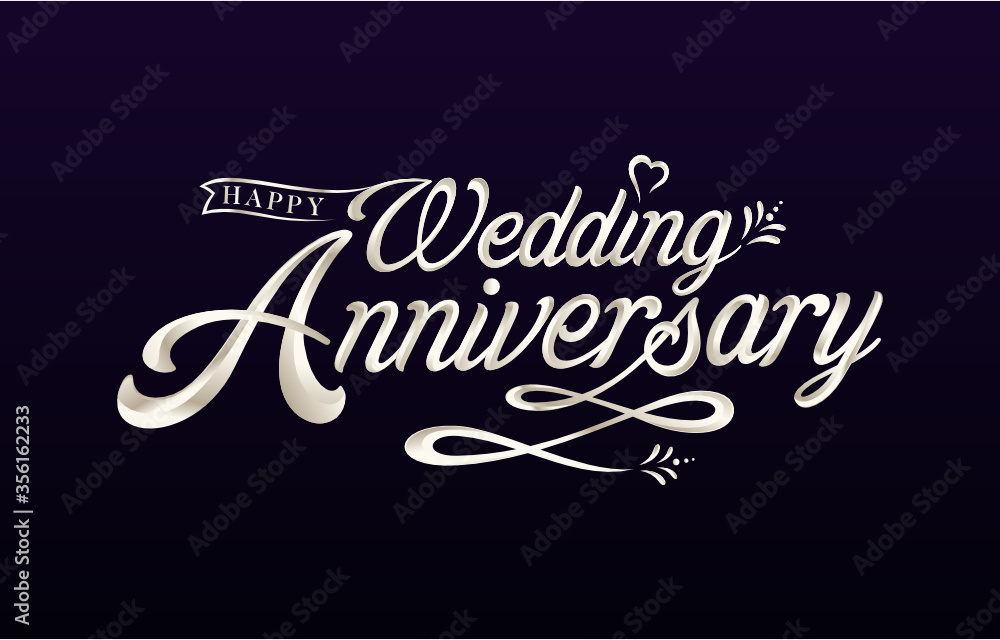 Happy Wedding Anniversary Calligraphy/Lettering design on dark background. Vector Design. Happy Wedding Anniversary Calligraphy/Lettering design on dark background. Vector Design.