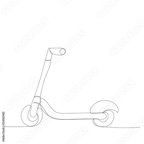 isolated, scooter continuous line drawing