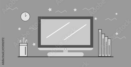 home workplace flat vector, stylish working place