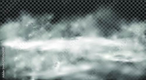 White vector cloudiness ,fog or smoke on dark checkered background.Cloudy sky or smog over the city.Vector illustration.