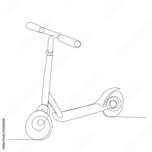 isolated, scooter continuous line drawing