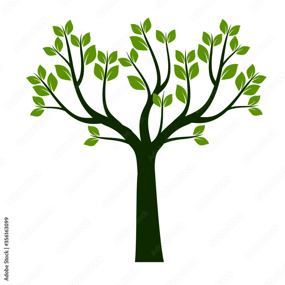 Green Tree with Leaves. Vector outline Illustration. Plant in Garden. Green Tree with Leaves. Vector outline Illustration. Plant in Garden.