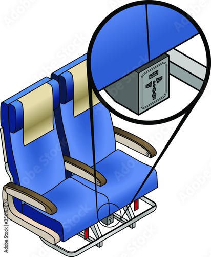 Aircraft seat armrest control - USB and AC power socket.