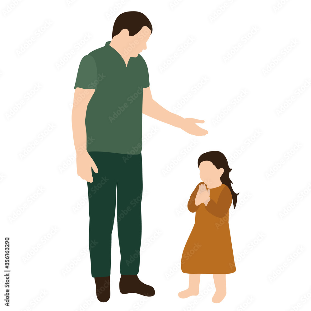 vector, on a white background, in a flat style dad and daughter