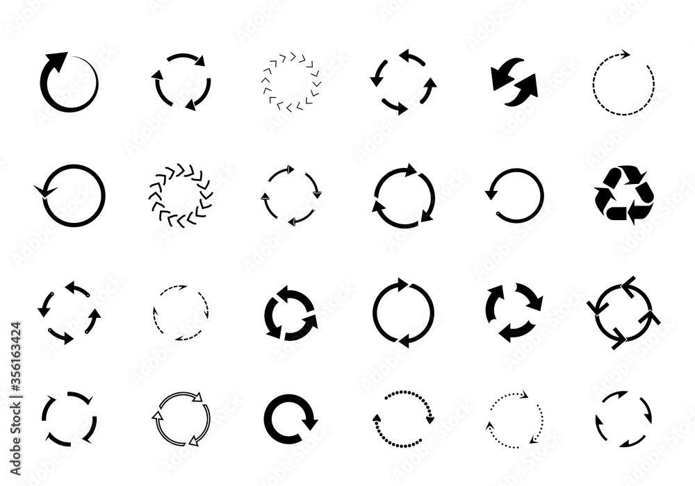 Sets of black circle arrows. Vector Icons. Graphic for website. Sets of black circle arrows. Vector Icons. Graphic for website.
