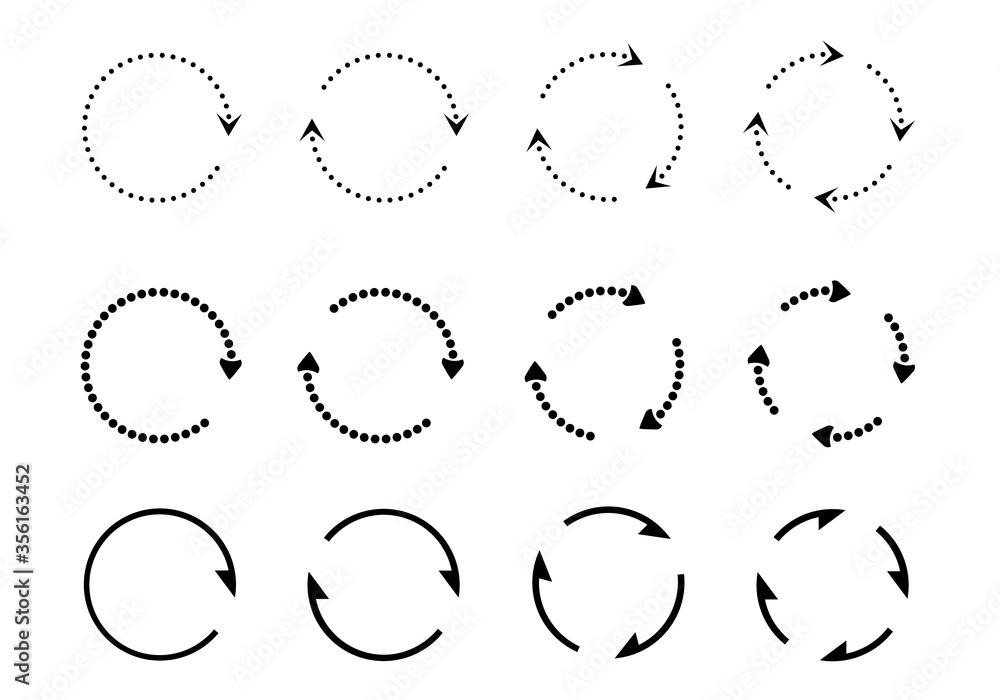Sets of black circle arrows. Vector Icons. Graphic for website.