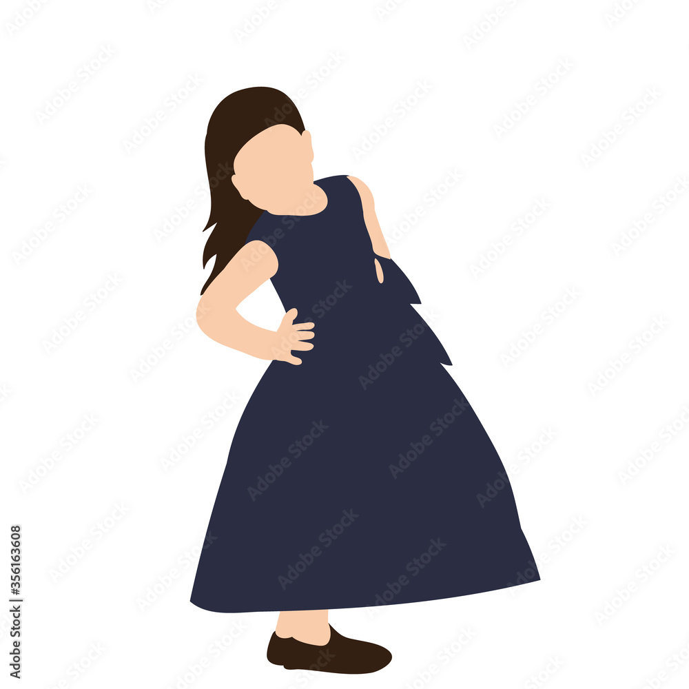 a flat style child little girl in a dress a flat style child little girl in a dress
