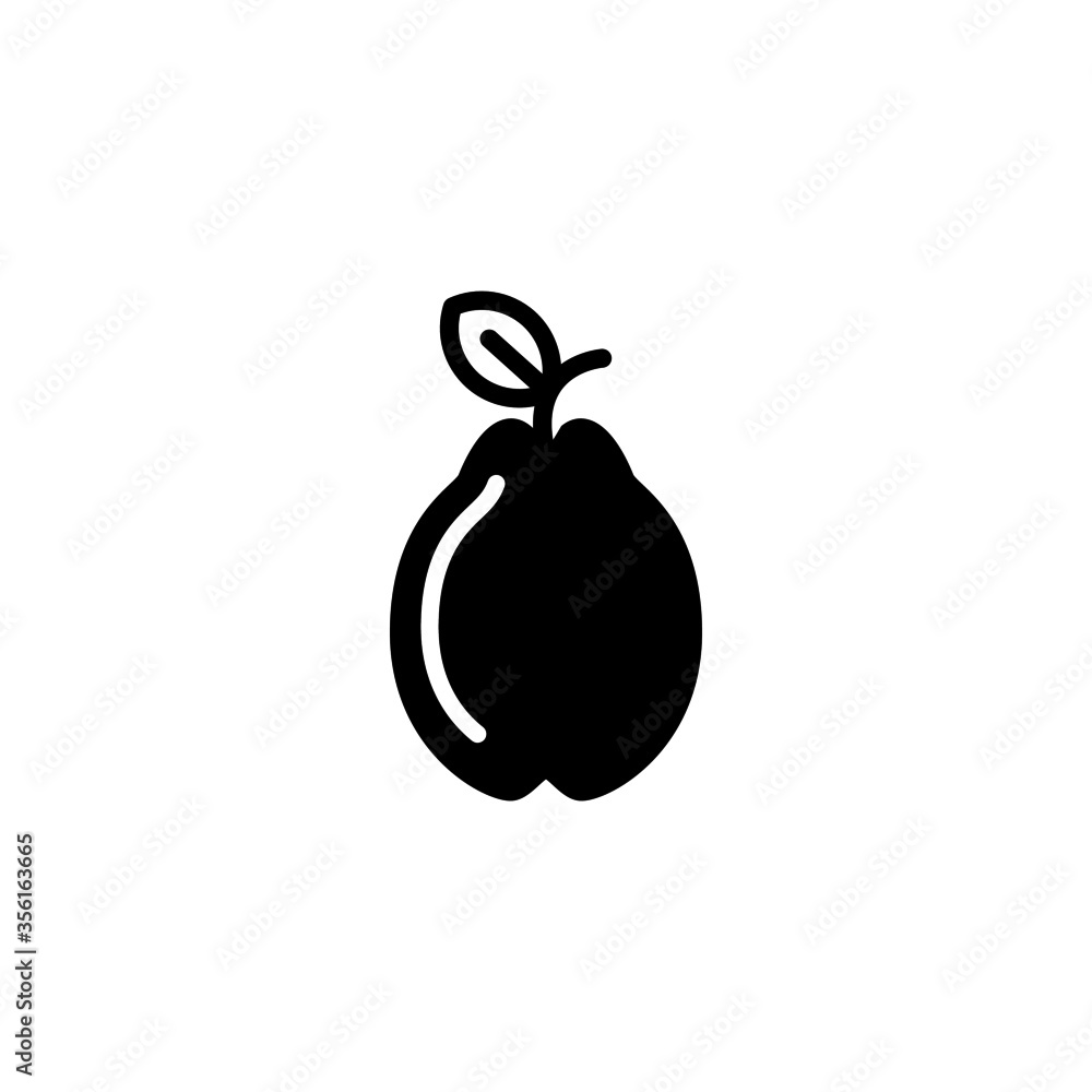 Guava vector icon in black solid flat design icon isolated on white background Guava vector icon in black solid flat design icon isolated on white background