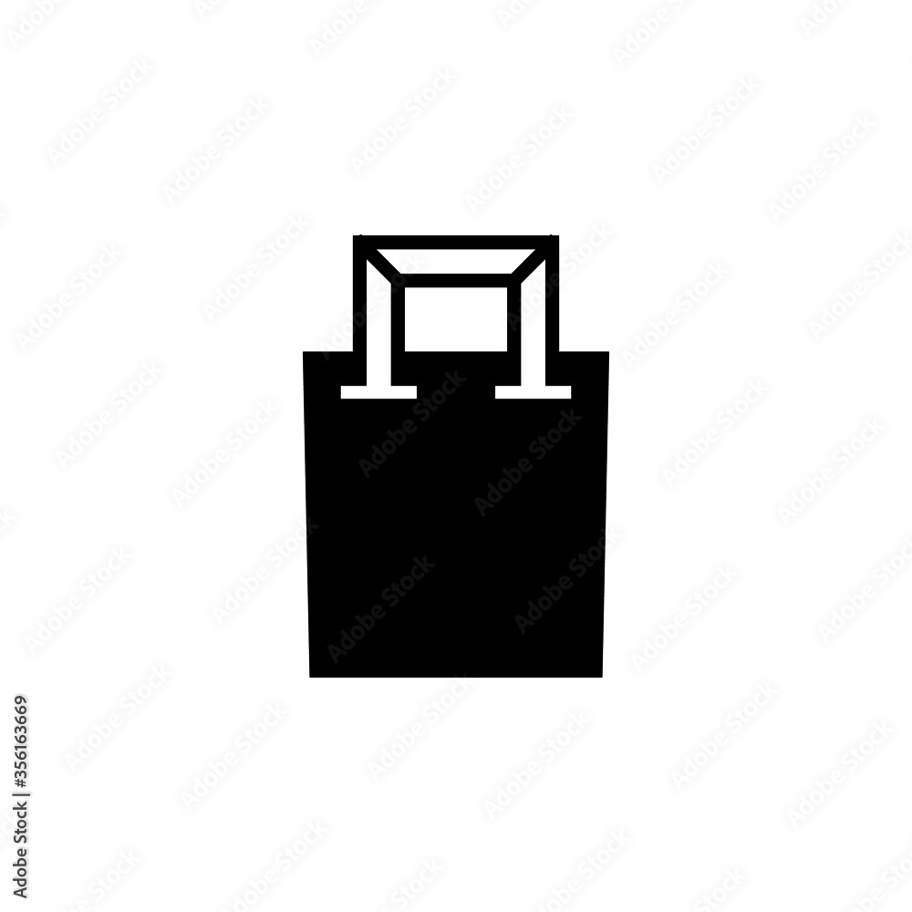 Paper bag vector icon in black solid flat design icon isolated on white background Paper bag vector icon in black solid flat design icon isolated on white background