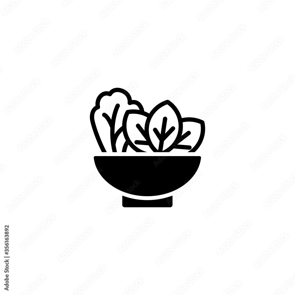 Salad vector icon in black solid flat design icon isolated on white background Salad vector icon in black solid flat design icon isolated on white background