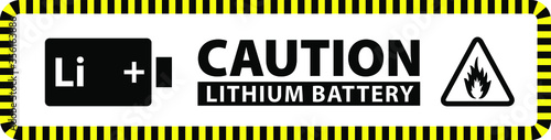A lithium ion or lithium metal hydride battery shipment caution label. photo