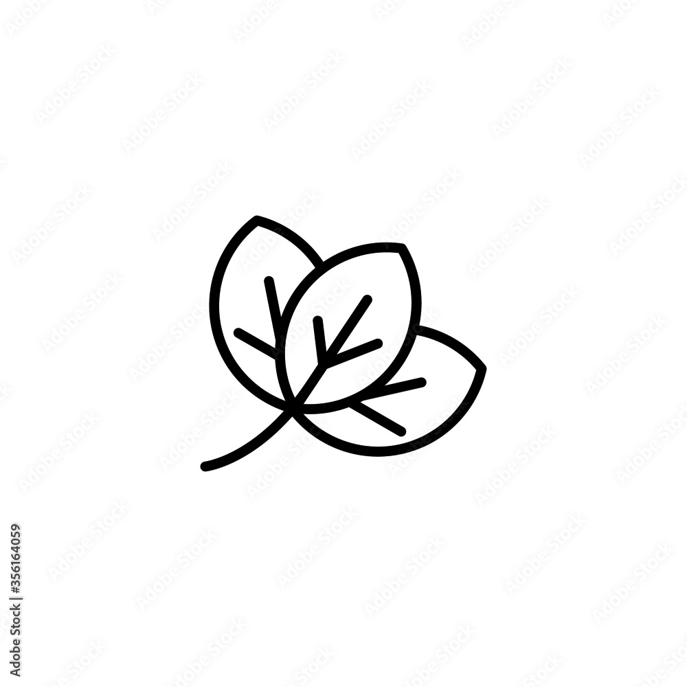 Basil vector icon in linear, outline icon isolated on white background Basil vector icon in linear, outline icon isolated on white background