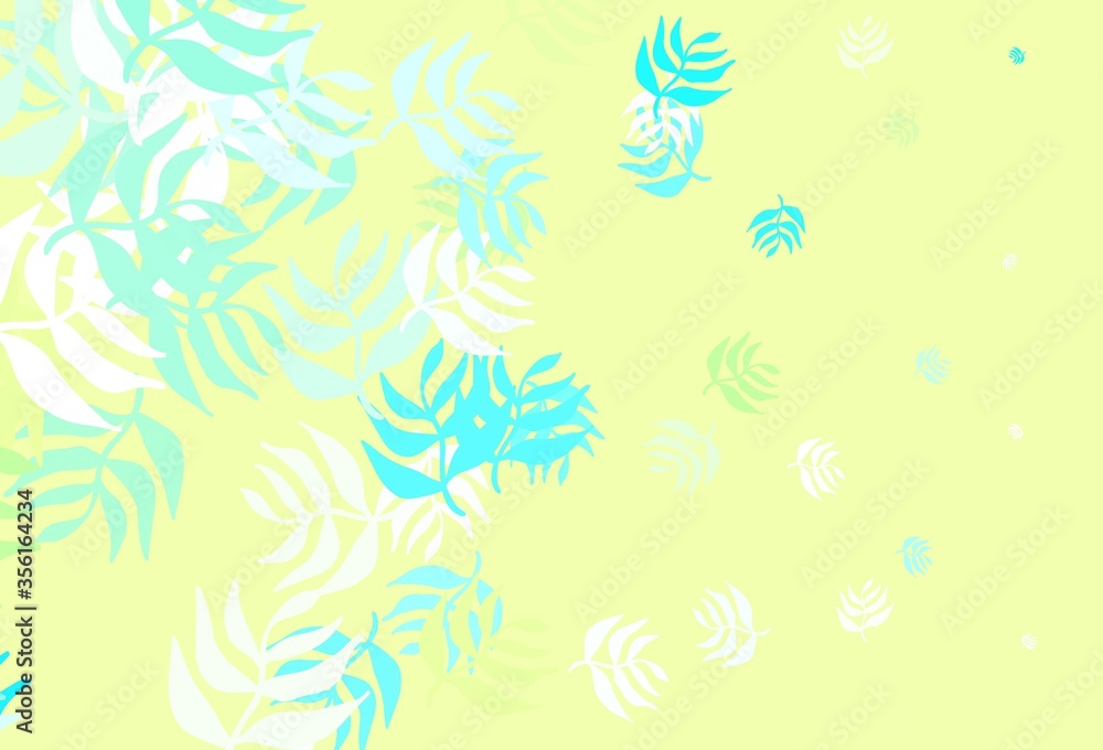 Light Blue, Green vector elegant pattern with leaves. Light Blue, Green vector elegant pattern with leaves.