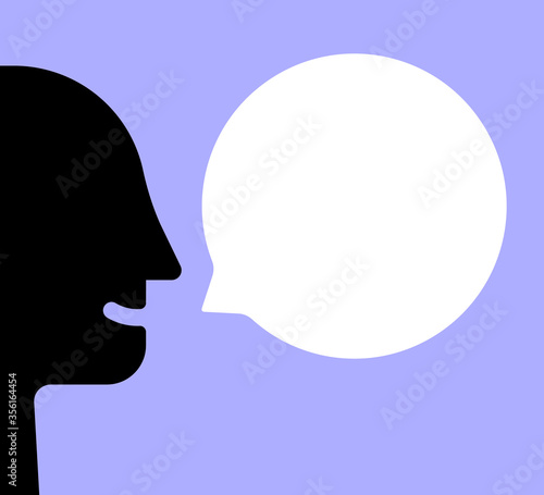 happy man head with white speech bubble