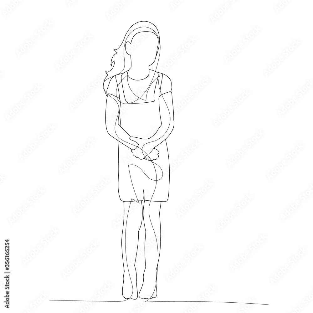 white background, line drawing of a little girl white background, line drawing of a little girl
