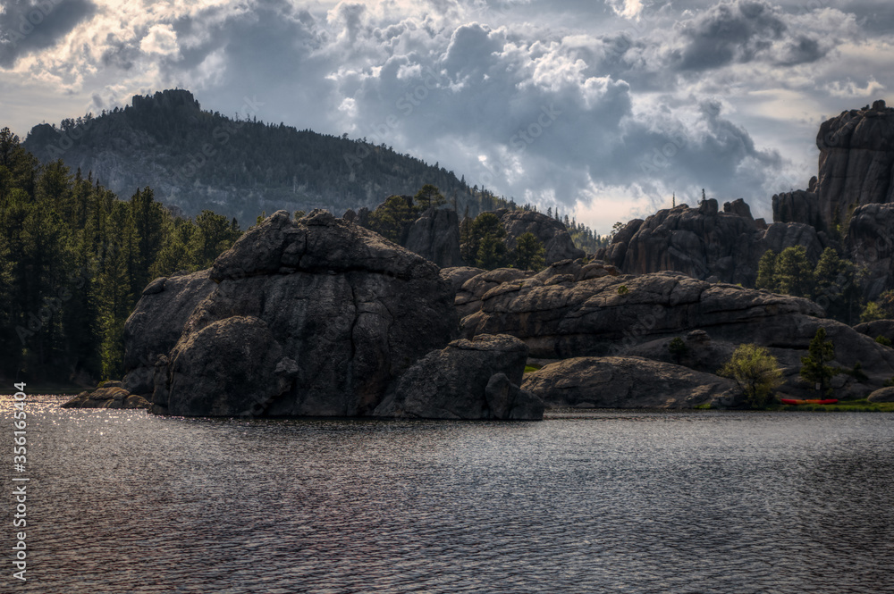 Obraz premium Weather can change rapidly at Sylvan Lake in the Black Hills of South Dakota. 