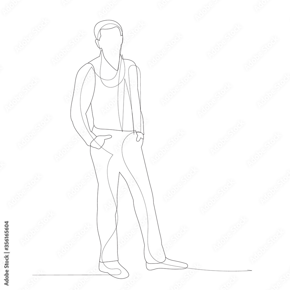 white background, line drawing man, sketch