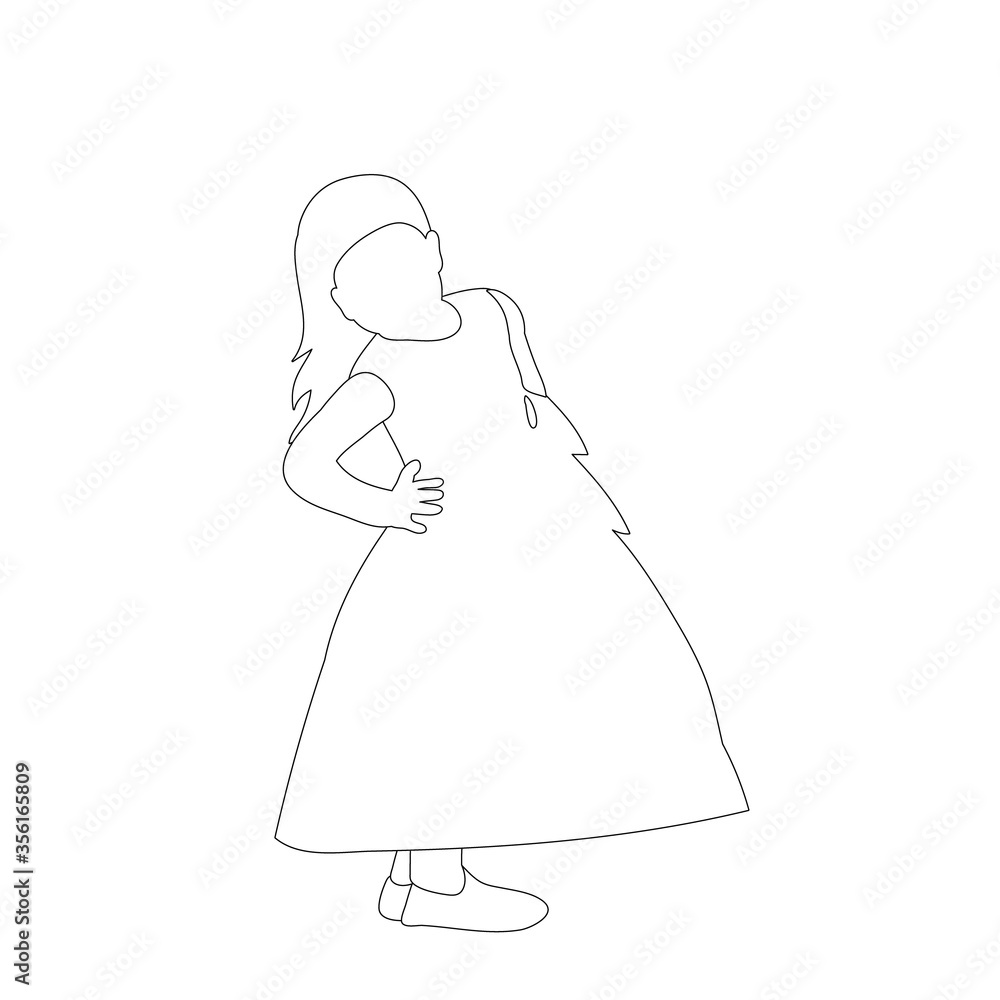 isolated, on a white background, outline sketch child, icon, girl isolated, on a white background, outline sketch child, icon, girl