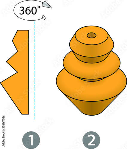 3D modelling concept: revolve/lathe a path 360 degrees around the Y-axis.