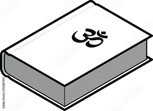 Religious holy book: Hinduism with an om symbol.