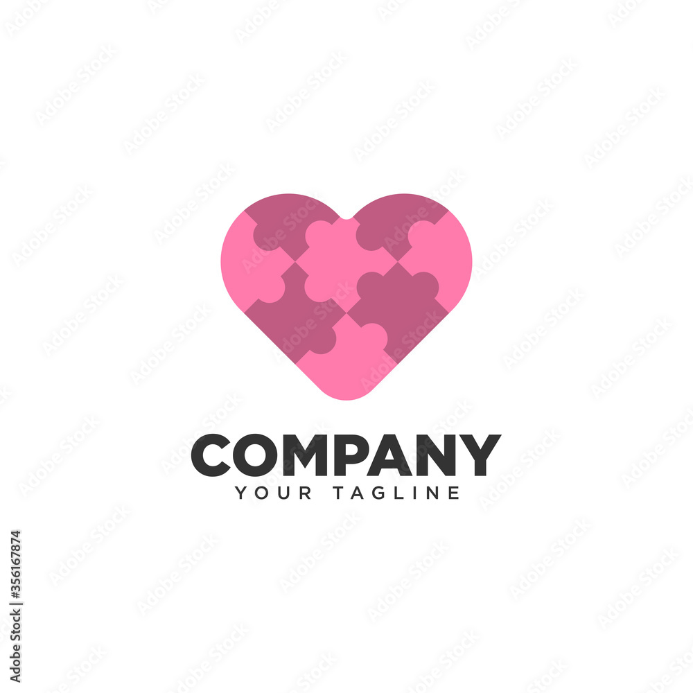 Puzzle Love Logo Design Template Puzzle Love Logo Design Template