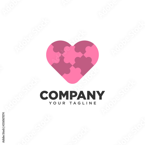 Puzzle Love Logo Design Template