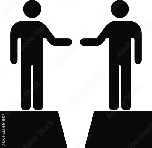 People icons: Two individuals / experts / professionals reaching out to close the gap between them.