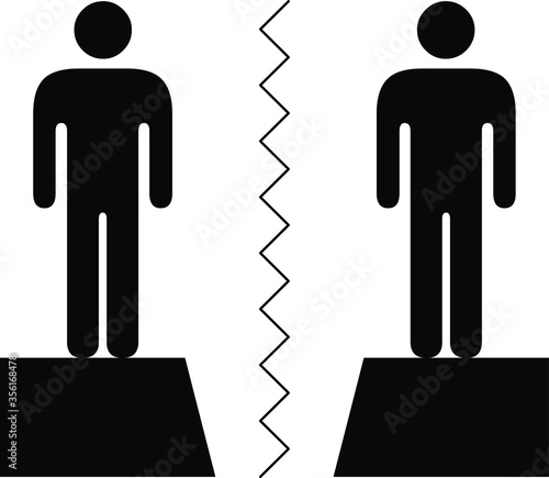 People icons: Gap between two individuals / experts / professionals with a zig-zag line.