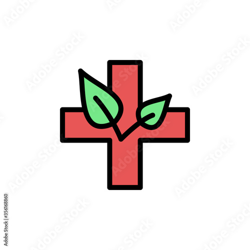 Homeopathy cross leaf icon. Simple color with outline vector elements of alternative medicine icons for ui and ux, website or mobile application