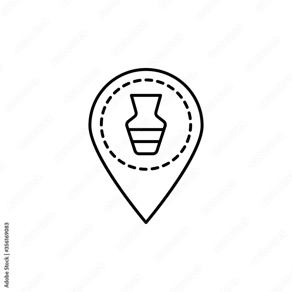 location pin, vase icon. Simple line, outline vector elements of archeology for ui and ux, website or mobile application location pin, vase icon. Simple line, outline vector elements of archeology for ui and ux, website or mobile application