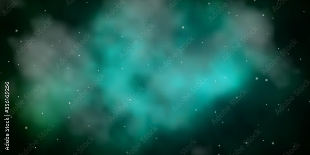 Dark Green vector background with small and big stars. Colorful illustration in abstract style with gradient stars. Pattern for websites, landing pages.