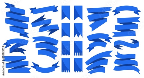 Blue flags ribbons set