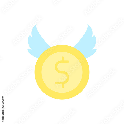 coin dollar wings icon. Simple color vector elements of bankruptcy icons for ui and ux, website or mobile application