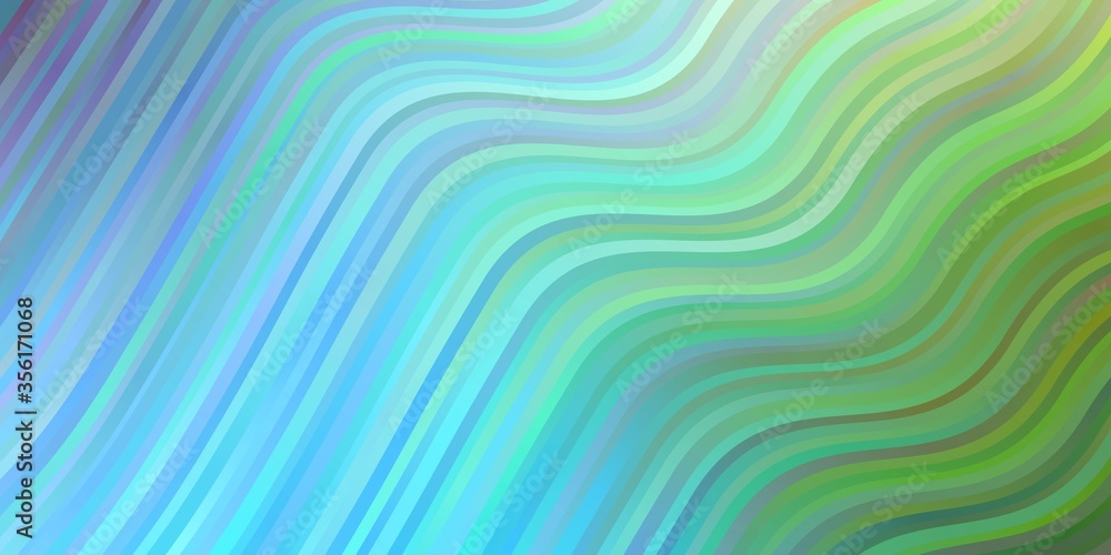 Light Blue, Green vector background with lines. Colorful geometric sample with gradient curves.  Pattern for busines booklets, leaflets