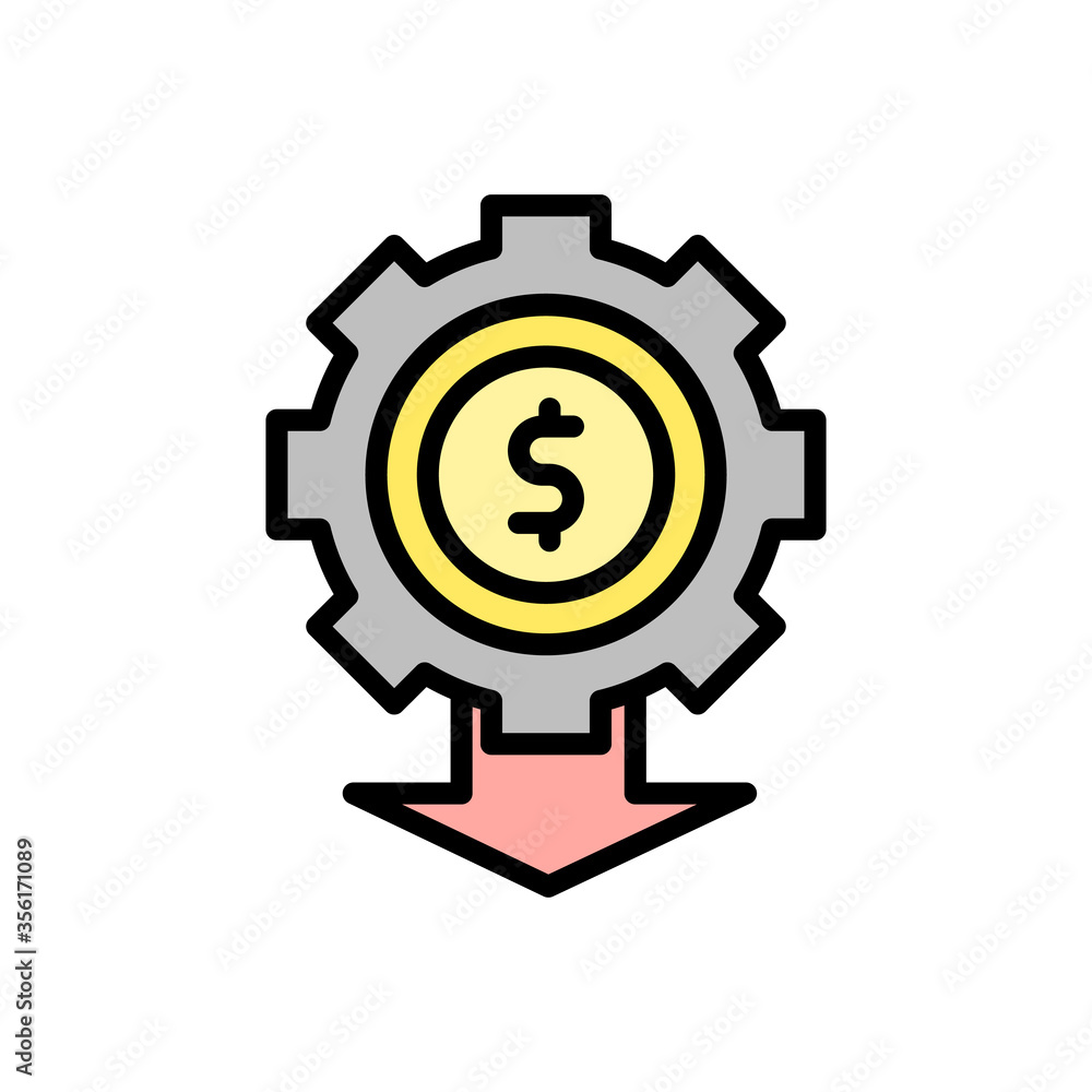 gear arrow dollar icon. Simple color with outline vector elements of bankruptcy icons for ui and ux, website or mobile application gear arrow dollar icon. Simple color with outline vector elements of bankruptcy icons for ui and ux, website or mobile application